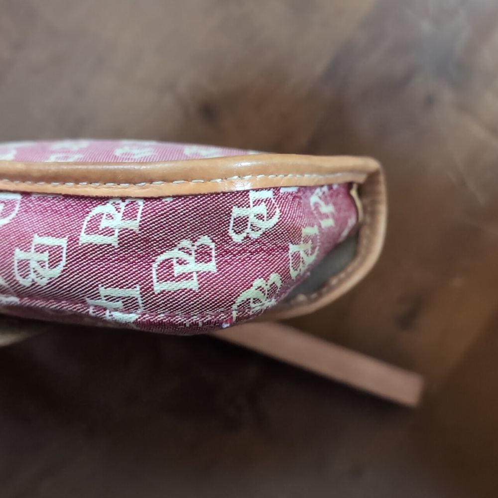 Dooney & Bourke Vintage Red and Tan Canvas/Leather Clutch Wristlet - Picture 4 of 5